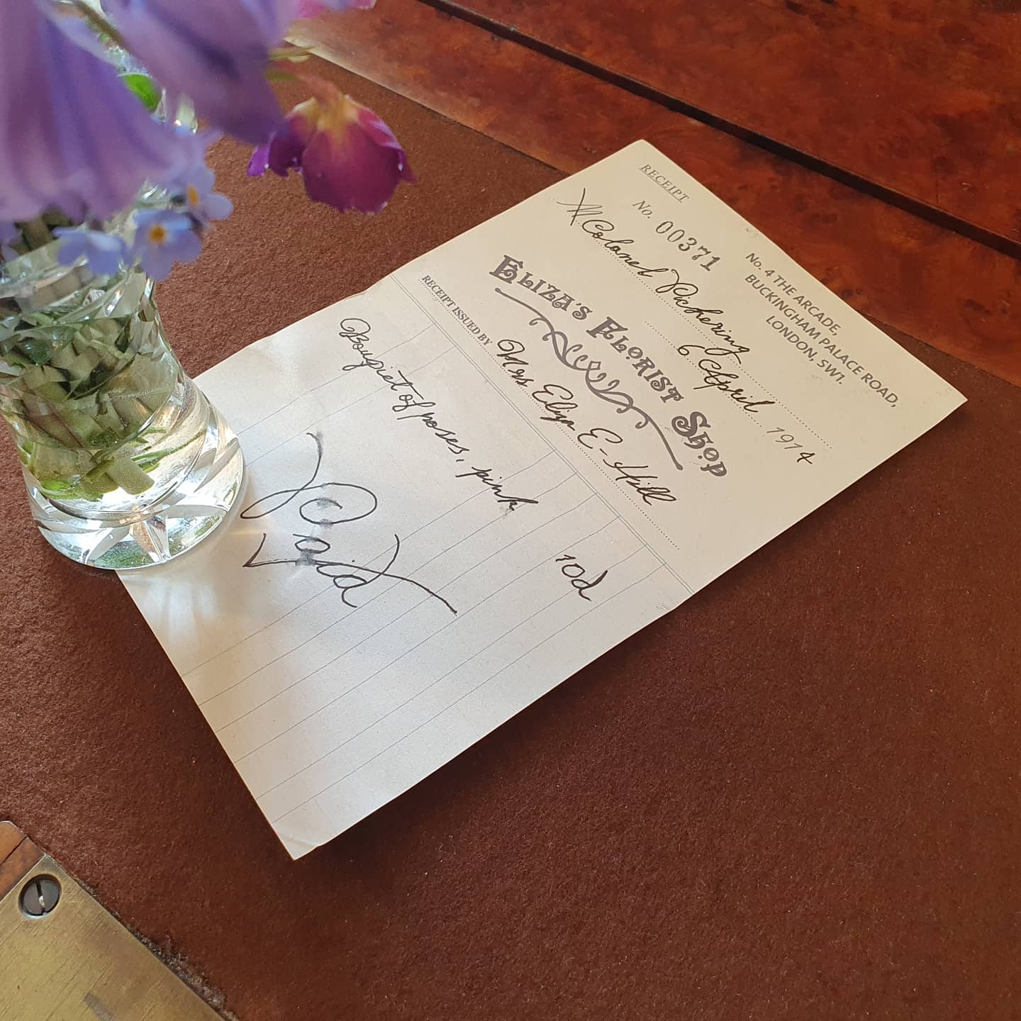 Eliza: Pickering's Florist Shop Receipt 2/5