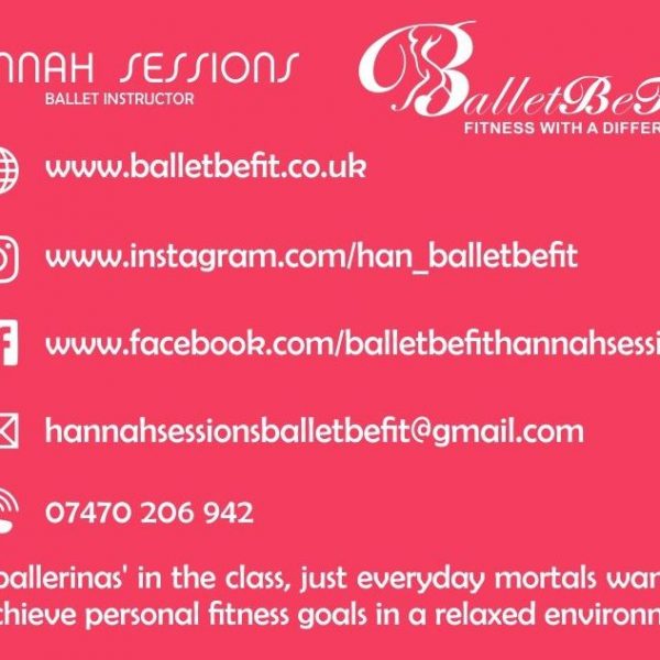 Ballet Be Fit Hannah Sessions Busness Card Back