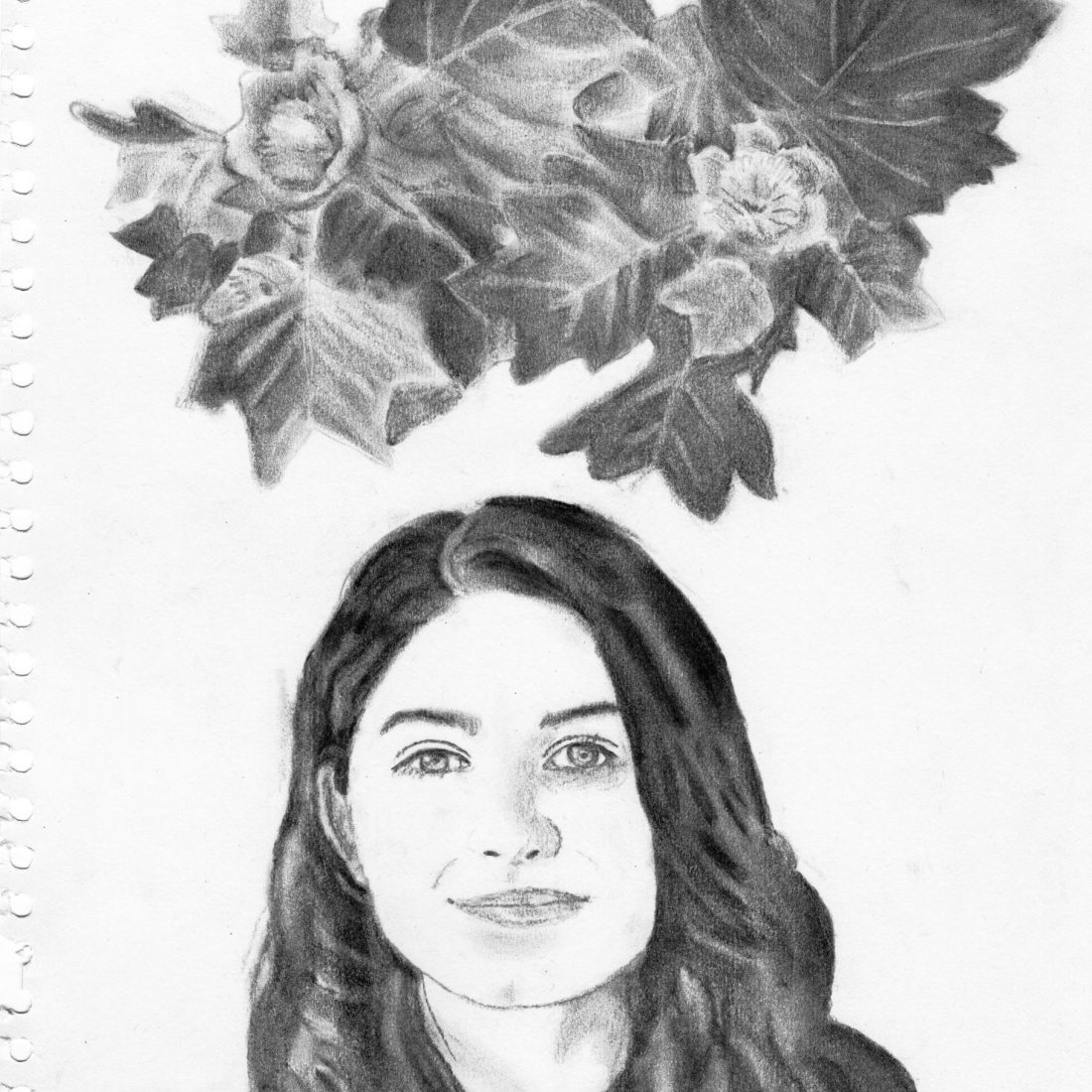My Friend Cordelia Dundas Under Flowers - (2016 My 2nd Ever Charcoal Face)